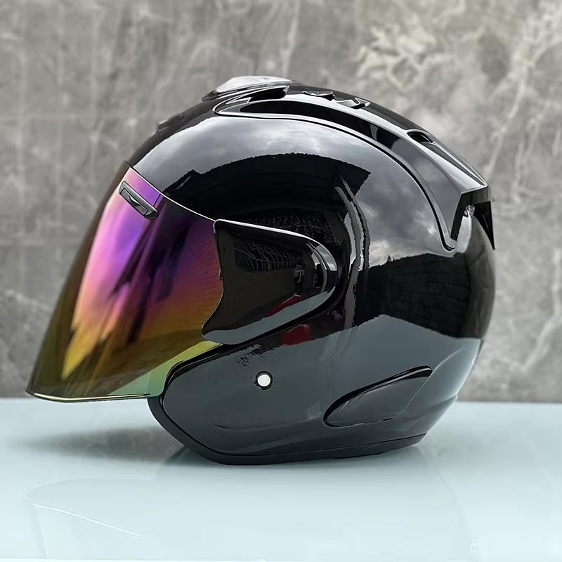Full Face Motorcycle Helmet With Bluetooth - Ram5 Bright Black Half Helmet Men