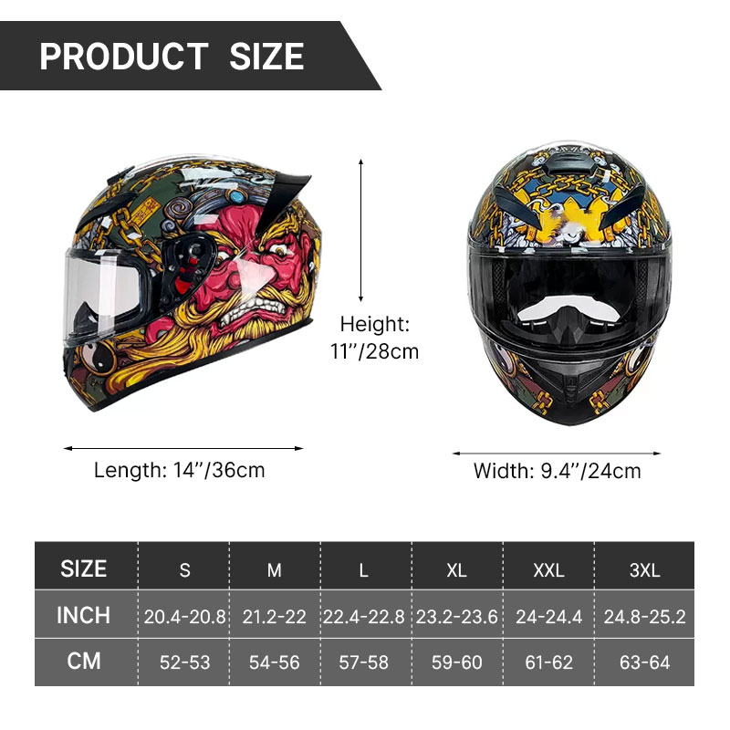 High-Definition Nezha Pattern  - Full Face Motorcycle Helmet With Bluetooth review and price