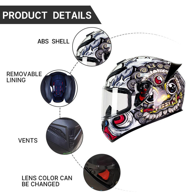 High-Definition Nezha Pattern  - Full Face Motorcycle Helmet With Bluetooth review and price