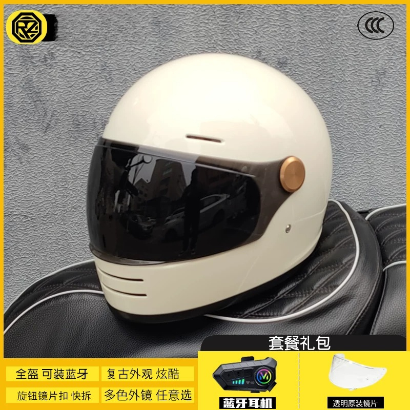 ORZ Men Women Retro Full Face  - Full Face Motorcycle Helmet With Bluetooth review and price